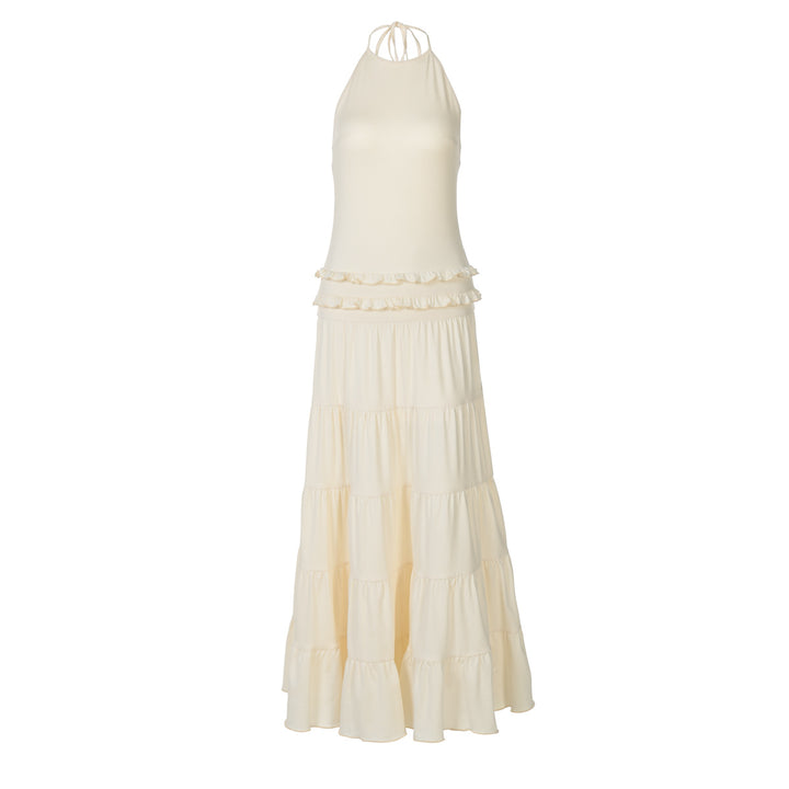 Damen Maxi-Kleid mit feinen Rüschendetails Drune