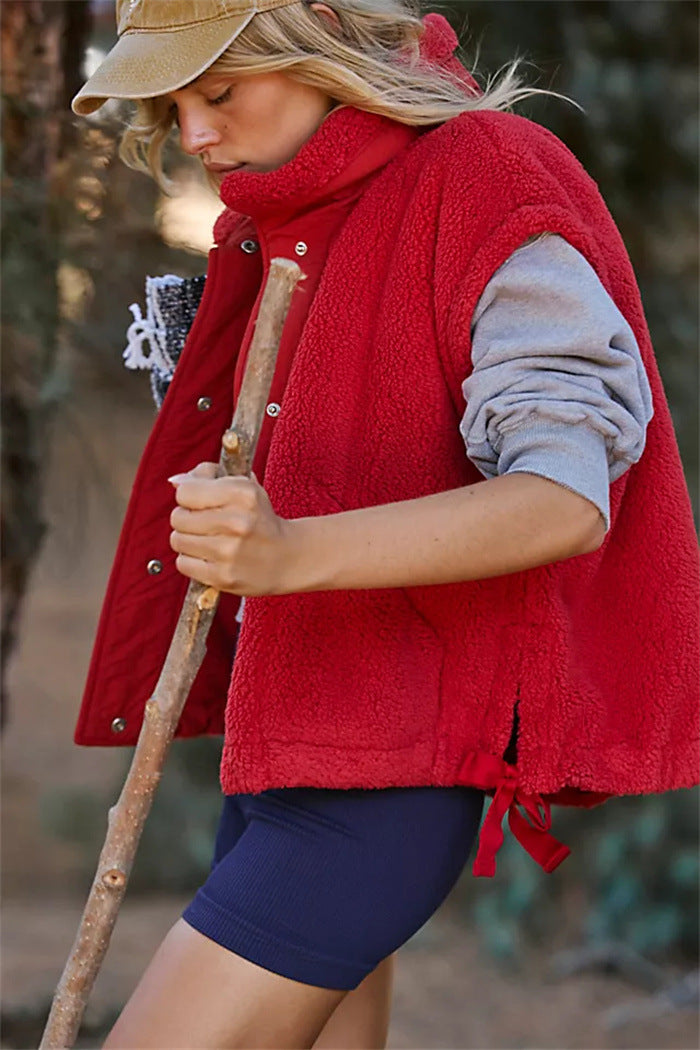Damen gemütliche und stylische Fleecejacke mit seitlichen Kordelzügen Drune