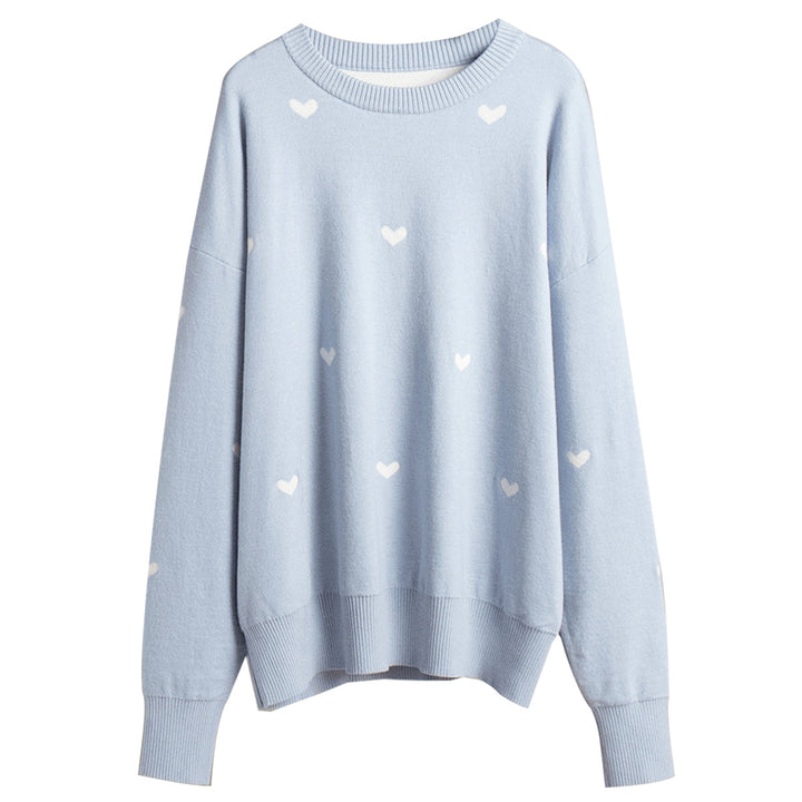 Damen gemütlicher Oversized pullover mit Herzmuster Drune