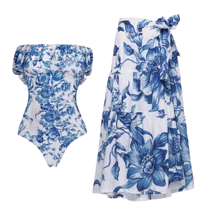 Damen Hoch tailliertes Bikiniset mit floralem Design Drune