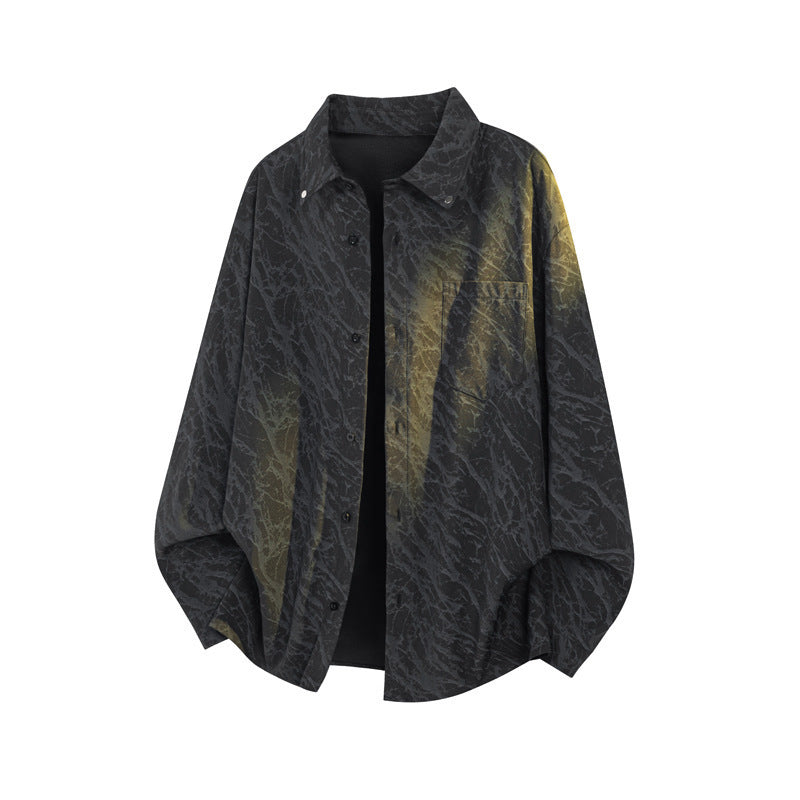 Herren Oversized Hemd mit Marmorprint und Brusttasche Drune
