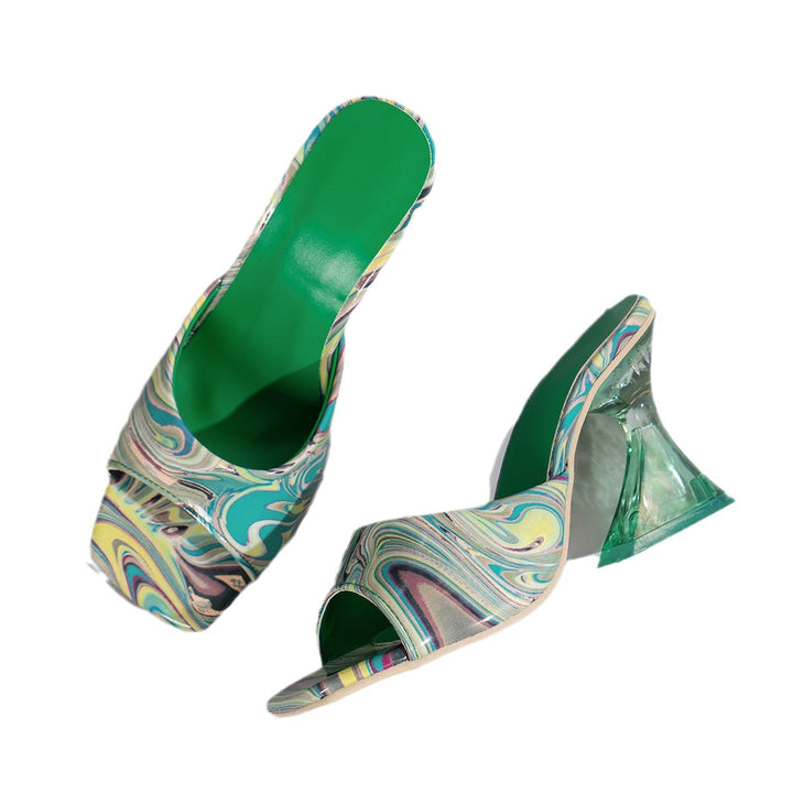 Damen nan elegante Mules mit skulpturalem Trichterabsatz offenem Zehenbereich und gepolstertem Komfortfußbett Drune