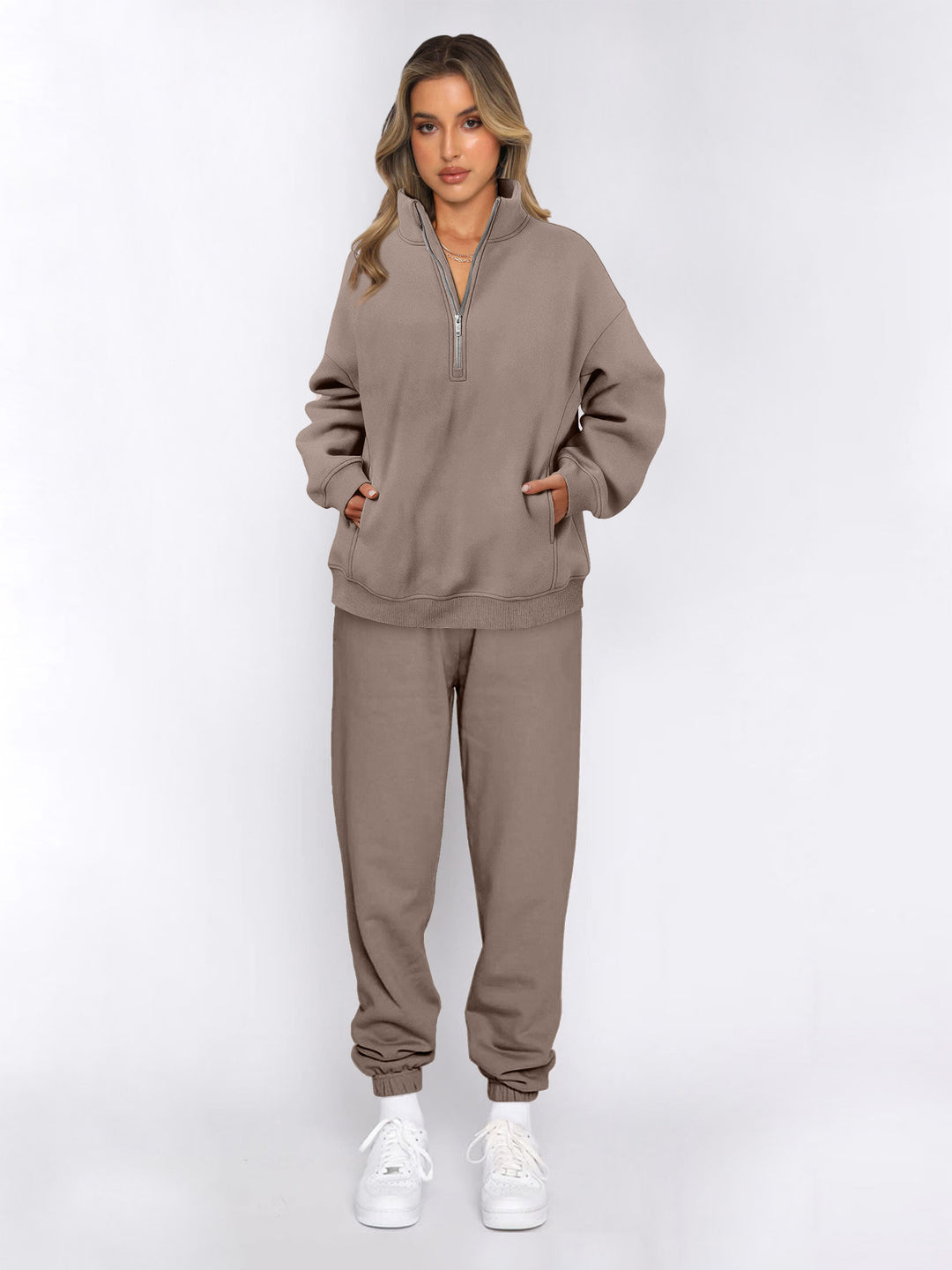 Damen sportliches Set mit Stehkragen und praktischem Reißverschluss Drune