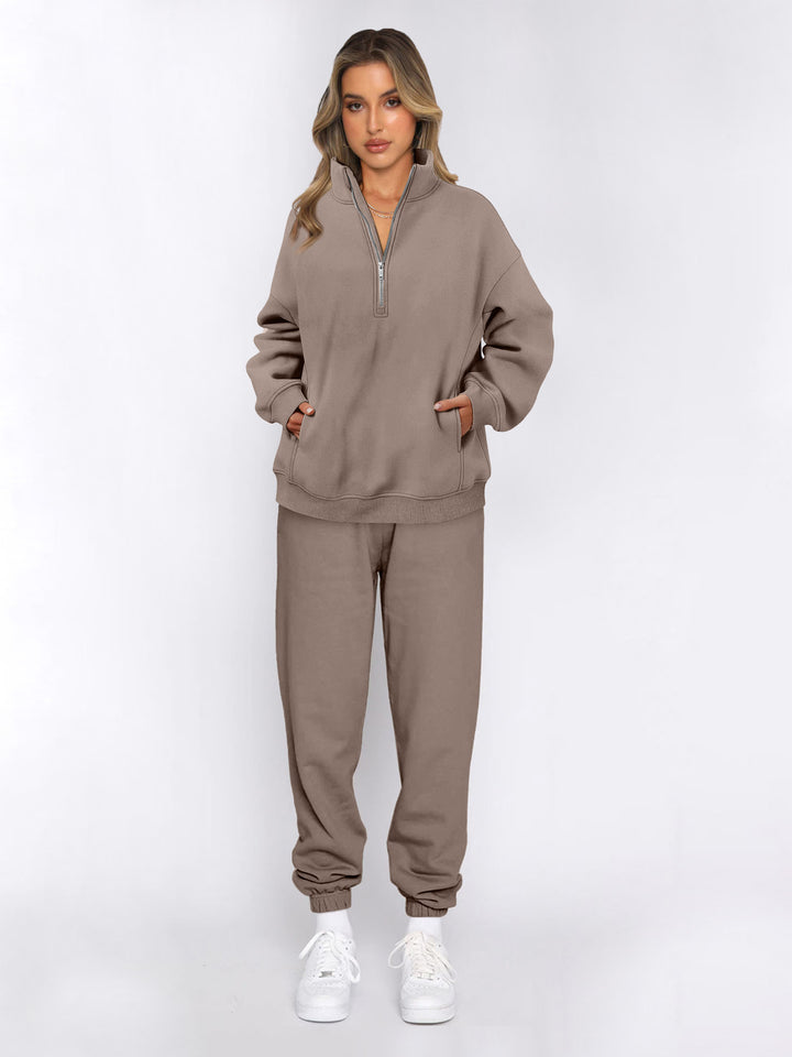 Damen sportliches Set mit Stehkragen und praktischem Reißverschluss Drune