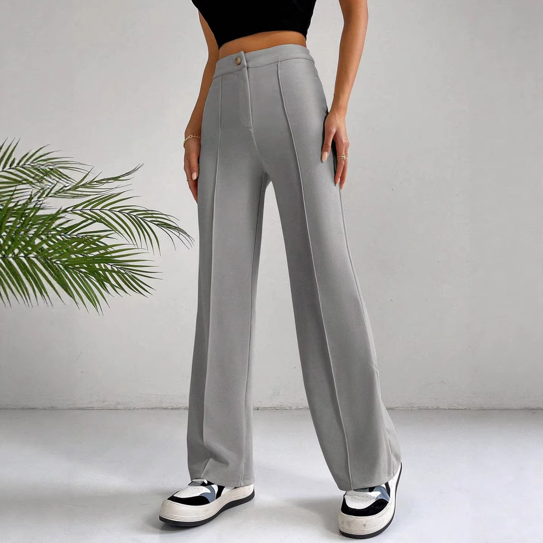 Damen Elegante High-Waist Hose mit seitlichen Nähten und schmalem Schnitt Drune