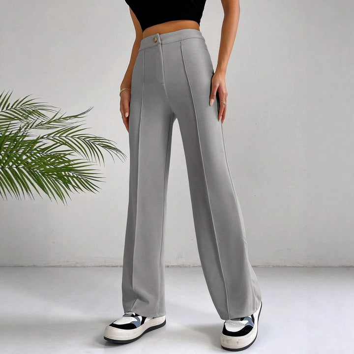 Damen Elegante High-Waist Hose mit seitlichen Nähten und schmalem Schnitt Drune