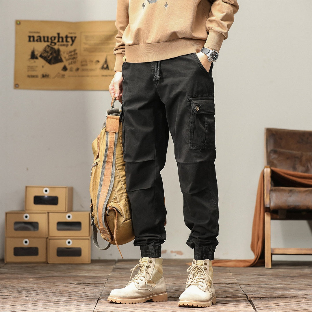 Herren Cargo-Joggerhose mit Kordelzug, Mehrfachtaschen & elastischen Bündchen Drune