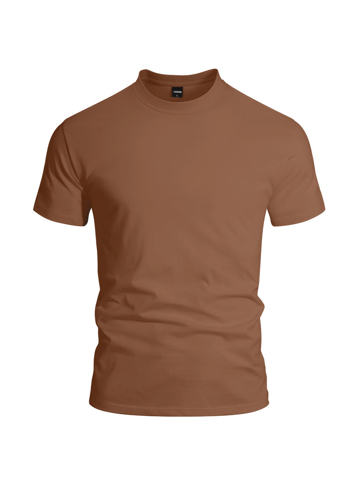 Herren nan eng anliegendes Rundhals-Basicshirt aus Singlejersey mit verstärktem Nackenband Drune