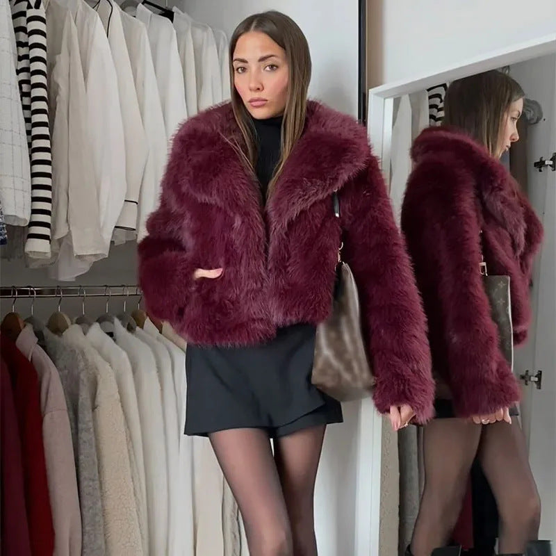 Damen Kuscheliger Fleece-Mantel Drune