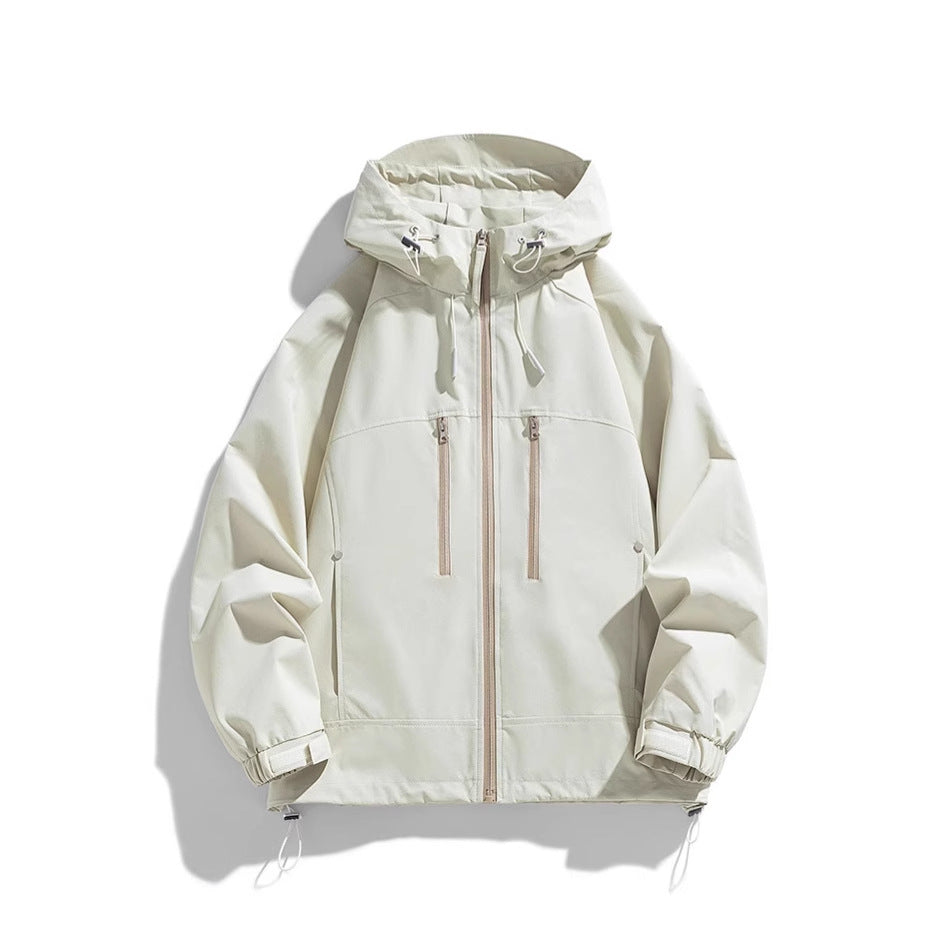 Unisex leichte winddichte Softshell-Kapuzenjacke mit verschweißten Nähten, verlängerter Rückenpartie und verstellbarem Saum Drune