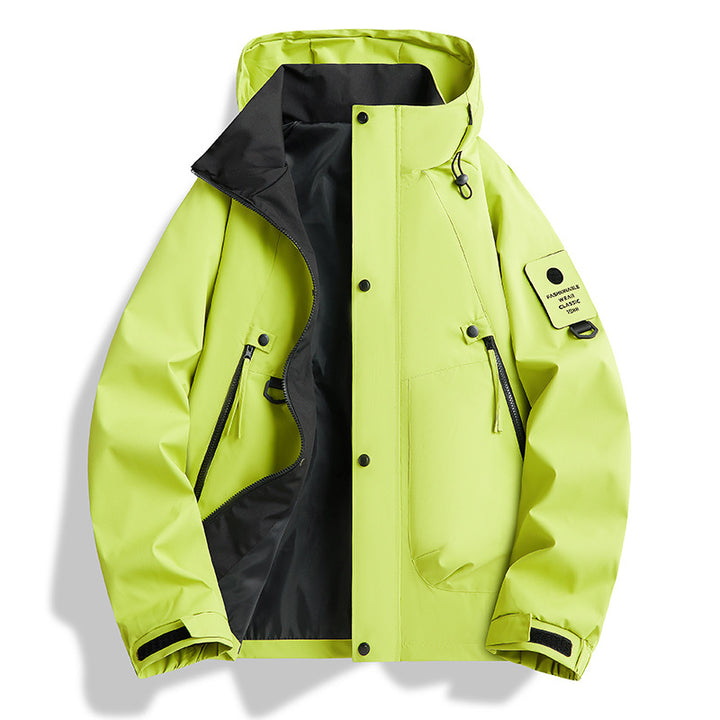 Herren wasserdichte Urban-Hardshelljacke mit verschweißten Nähten, verstellbarer Kapuze und Utility-Ärmeltasche Drune