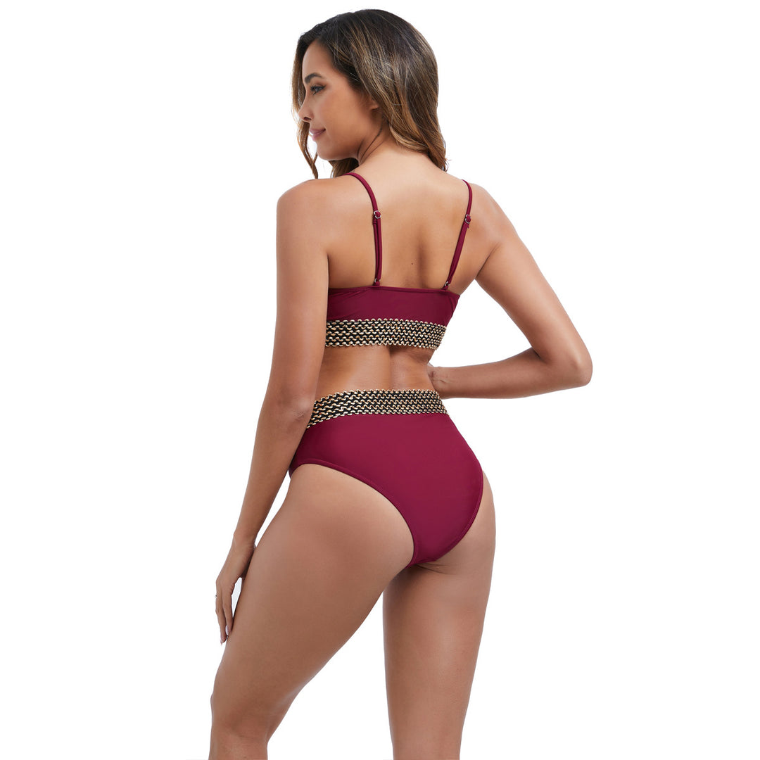 Damen Hochtailliertes Bikini-Set mit modischen Akzentdetails Drune