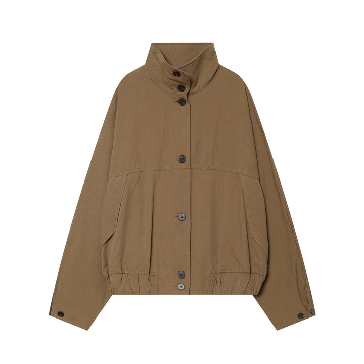 Damen Oversize-Utility-Jacke mit hohem Stehkragen und elastischem Saum Drune