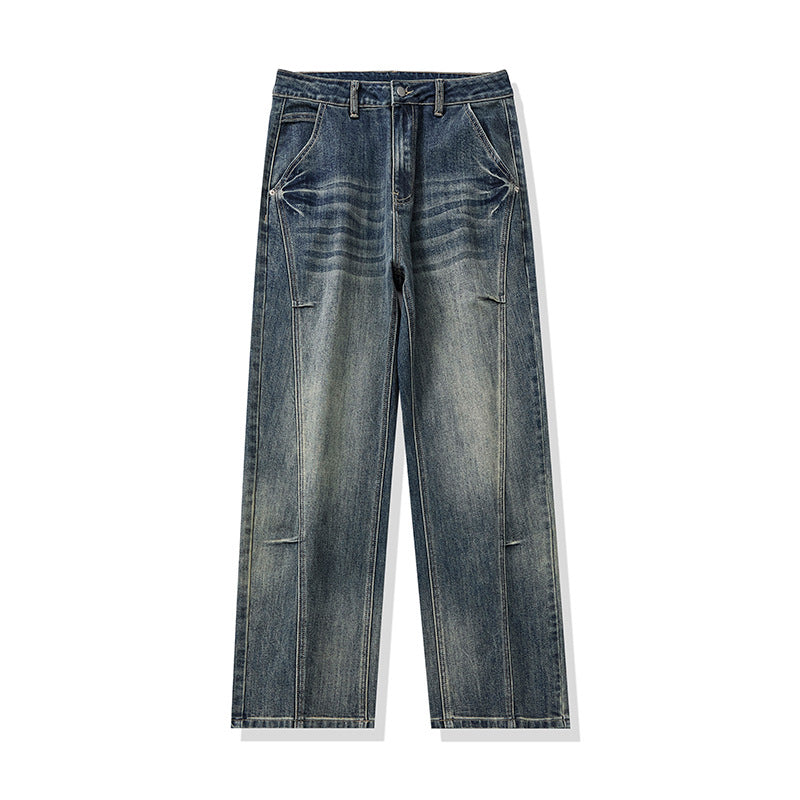Herren Weite Baggy-Jeans mit markanten Teilungsnähten, hohem Komfortbund & Utility-Taschen Drune