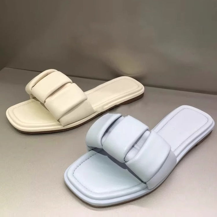 Damen Modische Schlappen mit breitem Riemendesign und gepolstertem Fußbett Drune