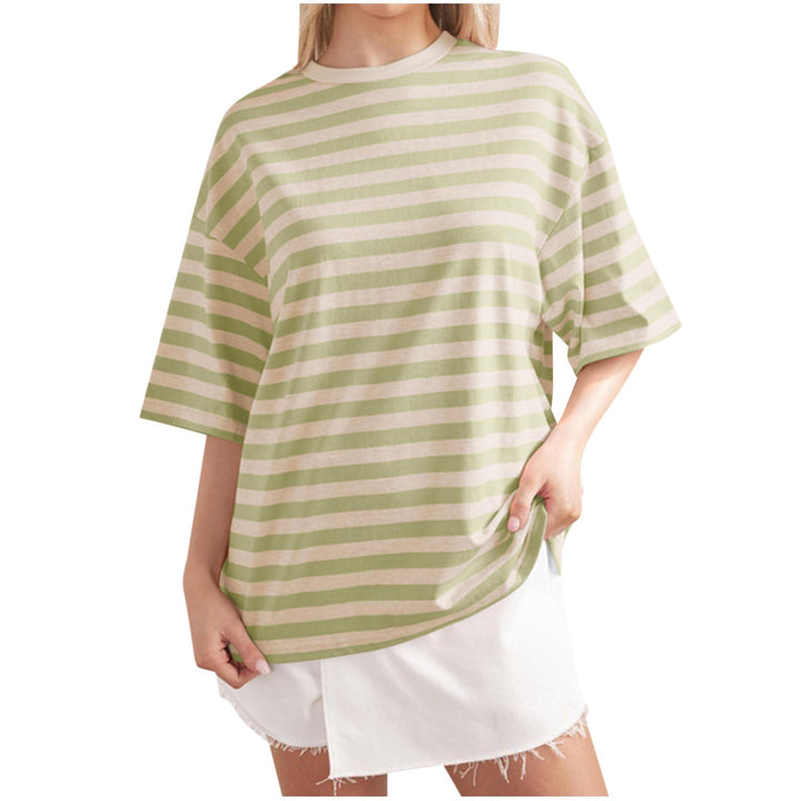 Damen Lässiges Oversized T-Shirt mit gestreiftem Muster Drune