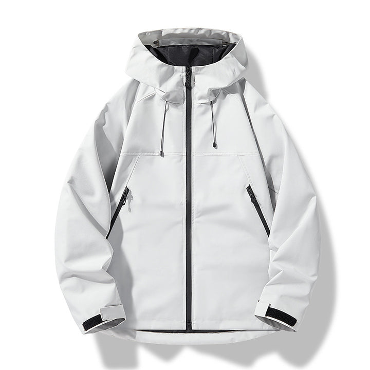 Herren Softshell-Outdoorjacke im Blockdesign mit Kapuze, Reißverschluss und wasserabweisender Beschichtung Drune