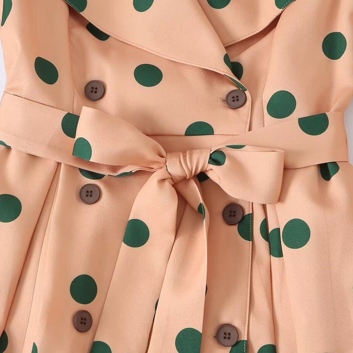 Damen Trenchcoat-Midikleid mit Taillengürtel, Doppelreihe und Puffärmeln Drune