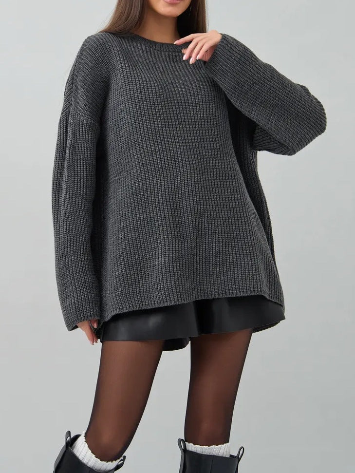 Damen Gemusterter Oversized Pullover