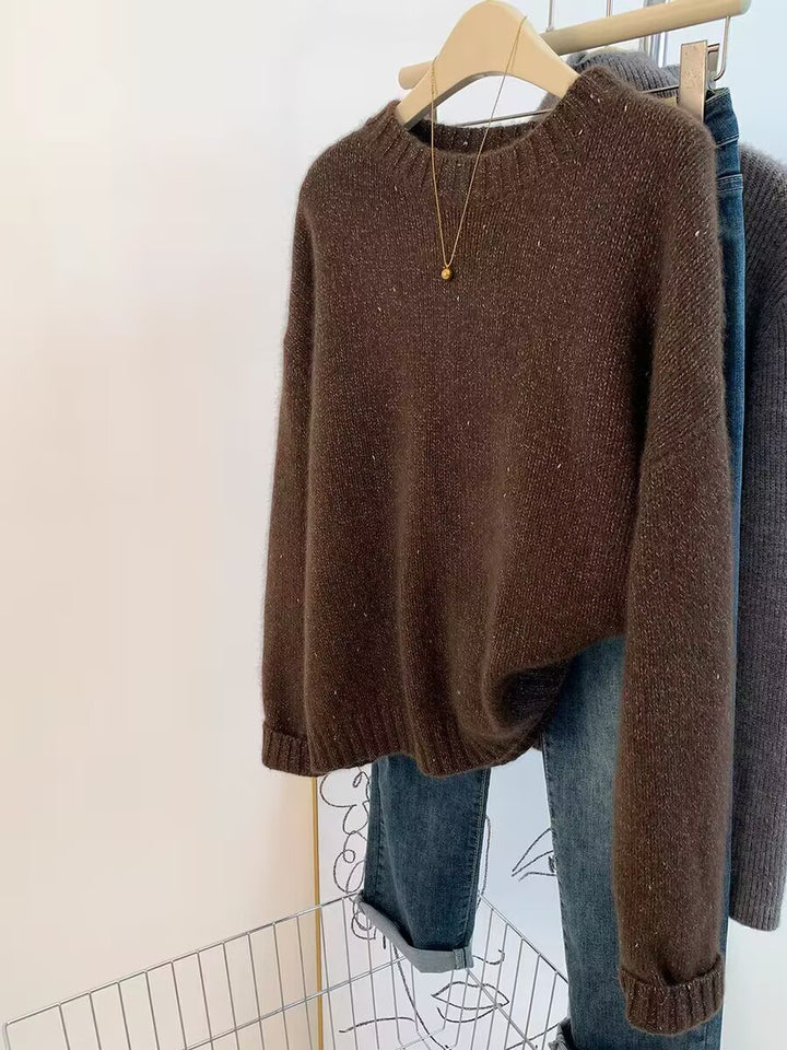 Damen Kuscheliger Oversize‑Pullover im Mohair‑Look mit Rundhalsausschnitt und dezentem Glitzereffekt Drune