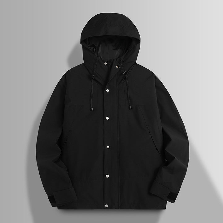 Herren Wasserfeste Softshelljacke mit Kapuze, verstellbaren Bündchen und verdeckter Druckknopfleiste Drune