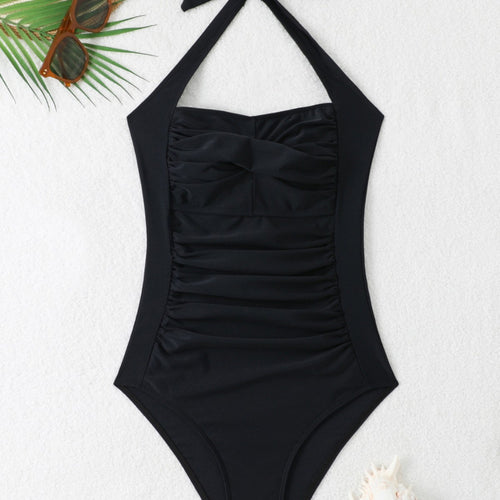 Damen Eleganter Wickel-Badeanzug mit Raffungen Drune