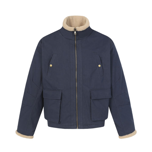 Herren Kurzblouson im Field‑Style mit Teddyfutterkragen und Cargo‑Taschen Drune
