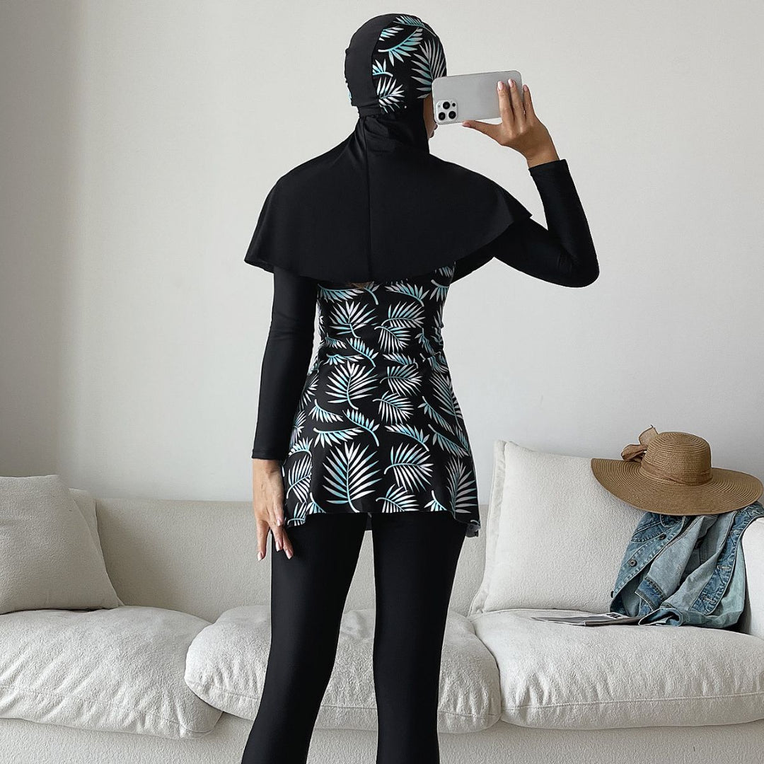 Damen Modisches 360-Grad-Schwimmanzug mit integrierter Hijab Drune