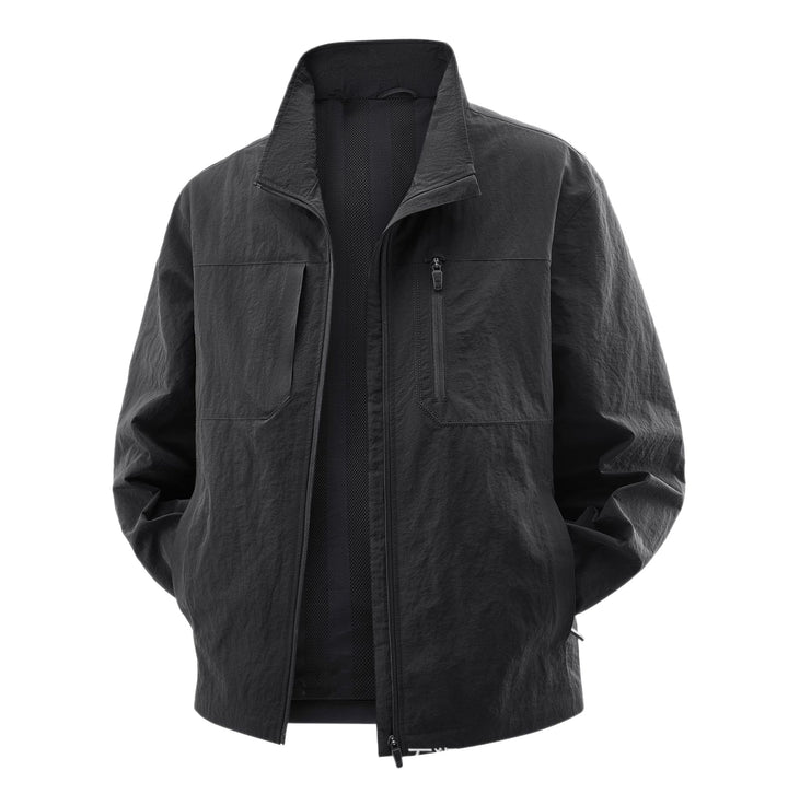Herren Leichte Field-Utility-Jacke mit Mesh‑Futter, Stehkragen und Reißverschlusstaschen Drune