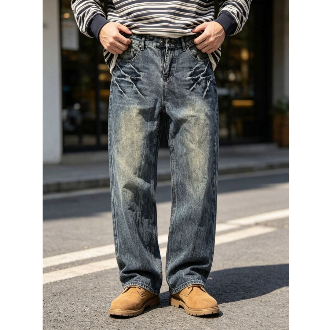 Herren Bequeme und lässige Weit geschnittene Jeans Drune