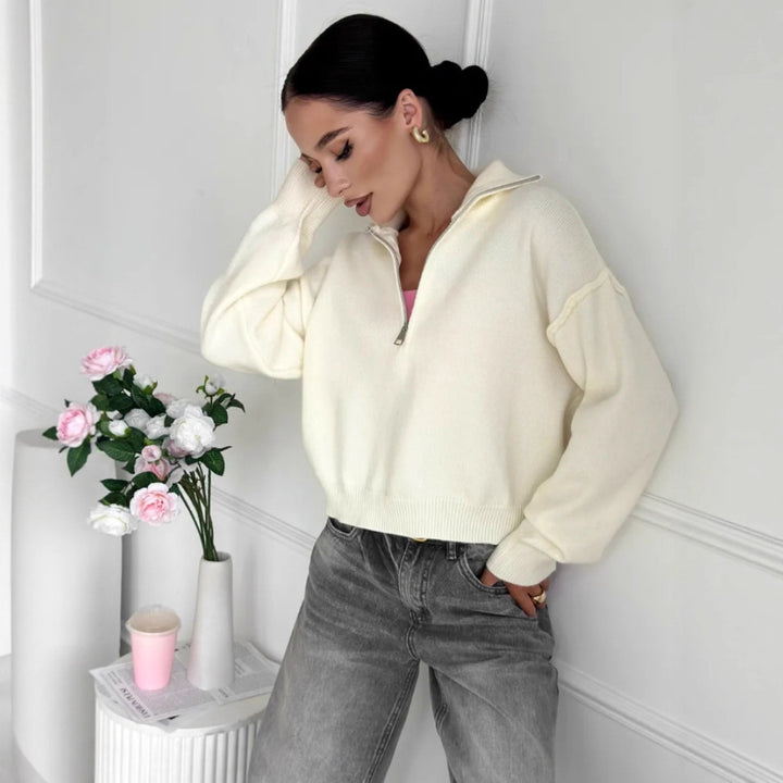 Damen Modischer Pullover mit praktischem Halbreißverschluss Drune