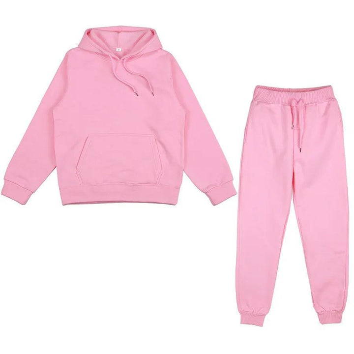 Unisex weiches Lounge-Set mit Oversize-Hoodie, taillenhoher Jogginghose und geripptem Knöchelabschluss Drune