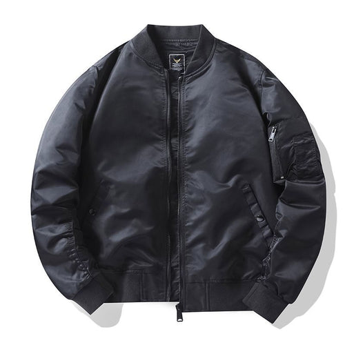 Men's  matte nylon flight bomber jacket with sleeve utility pocket and ribbed trims Drune