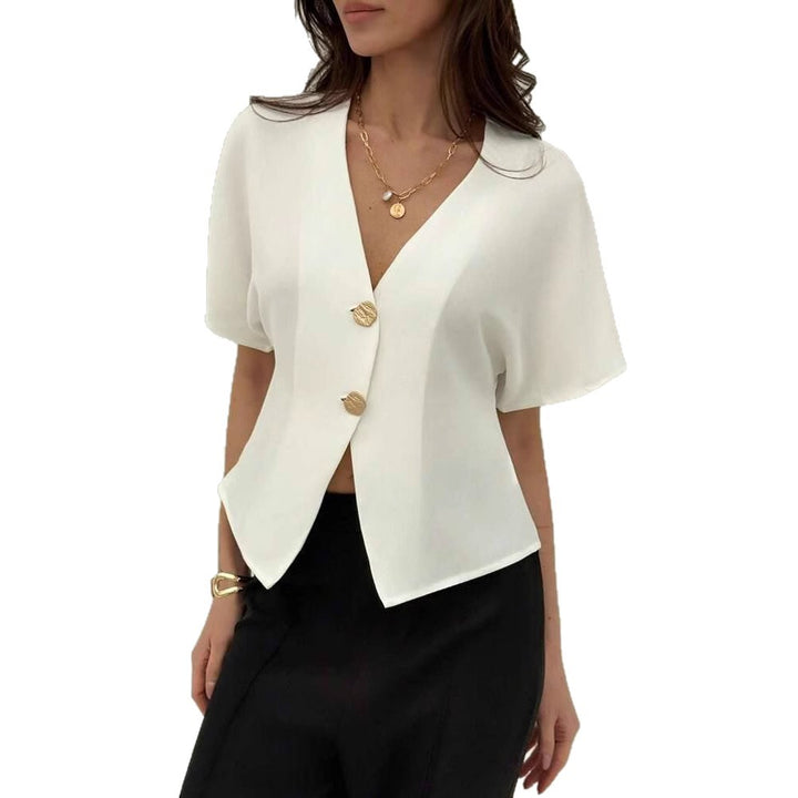 Damen Lockere Bluse mit umschlagbaren Ärmeln Drune