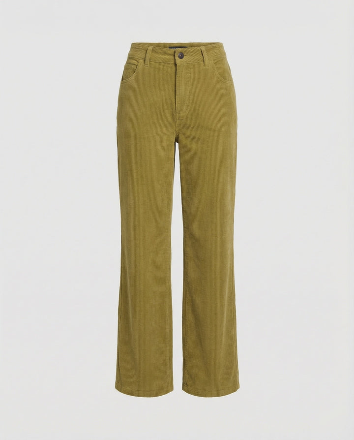 Damen Cordhose High Waist gerades Bein