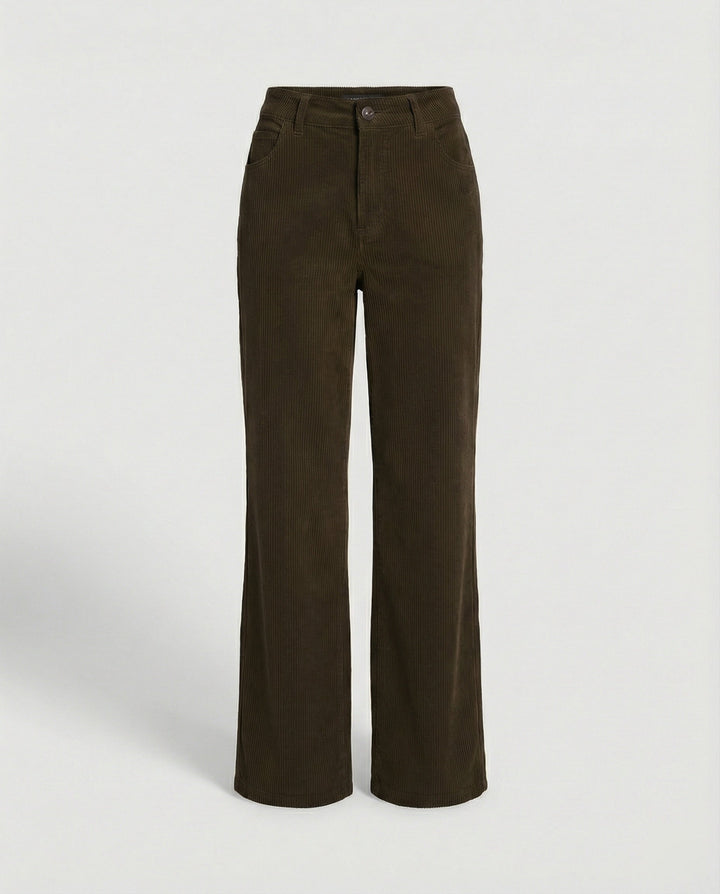 Damen Cordhose High Waist gerades Bein