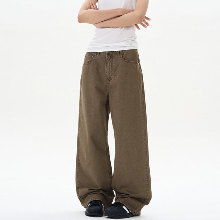 Damen Hochgeschnittene Baumwoll-Jeans mit extra weitem Bein Drune