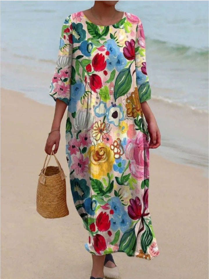 Damen Maxikleid mit floralem Design und lässigem Schnitt Drune