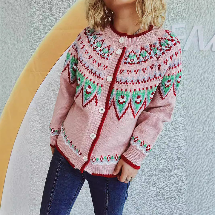 Damen Strickjacke mit festlichem Muster und hochwertiger Verarbeitung Drune