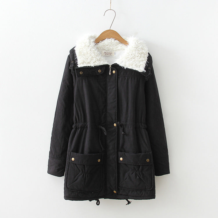Damen nan winterlicher Parka mit kuscheligem Sherpa-Kragen, taillierendem Tunnelzug und aufgesetzten Klappentaschen Drune