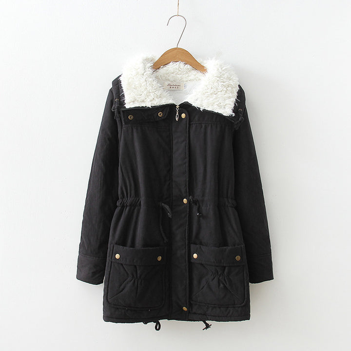 Damen nan winterlicher Parka mit kuscheligem Sherpa-Kragen, taillierendem Tunnelzug und aufgesetzten Klappentaschen Drune