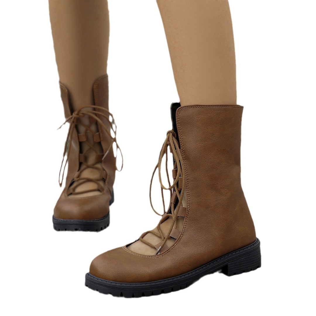 Damen Modische Schnürstiefel mit offener Gestaltung Drune