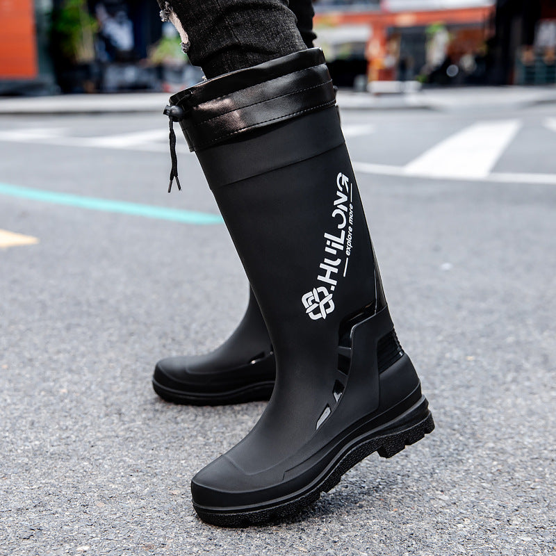 Herren Wasserdichte Gummistiefel mit verstellbarem Schaftabschluss und profiliertem Dämpfungssohlensystem Drune