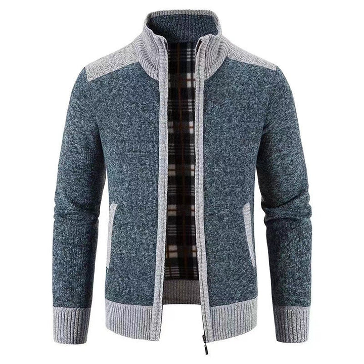 Herren Strickjacke mit hohem Kragen und eleganten Details Drune