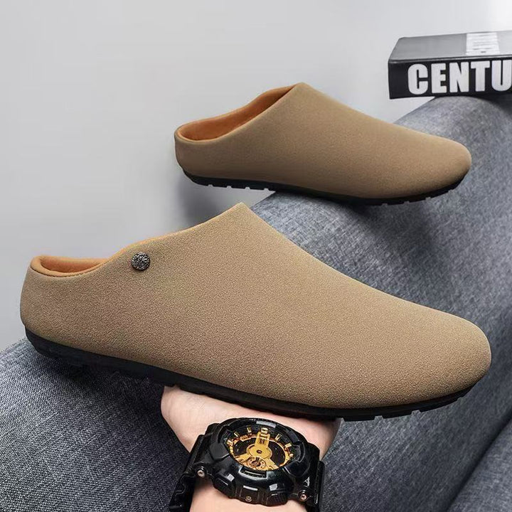 Herren Gefütterte Microfaser-Hausschuhe-Mules mit rutschfester Gummisohle Drune