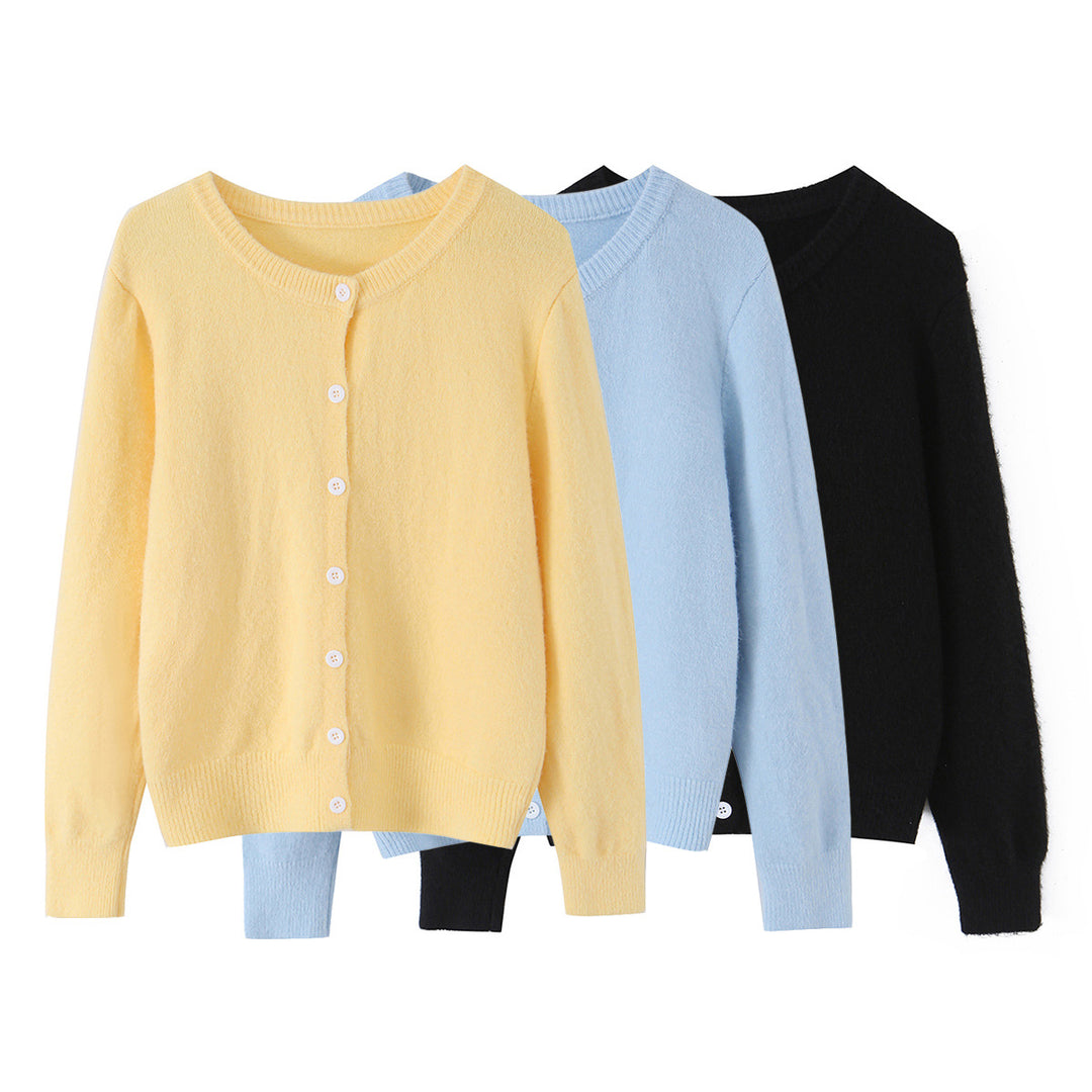 Damen nan Feinstrick-Cardigan mit Rundhalsausschnitt, durchgehender Knopfleiste und elastischem Rippbund Drune