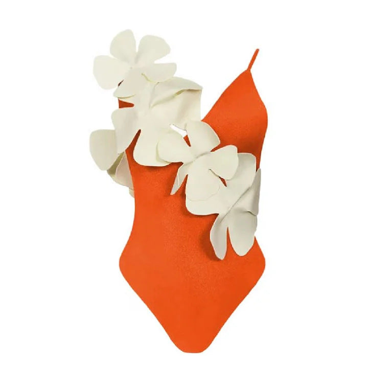 Damen Badeanzug mit kunstvollen 3D Blumenapplikationen Drune