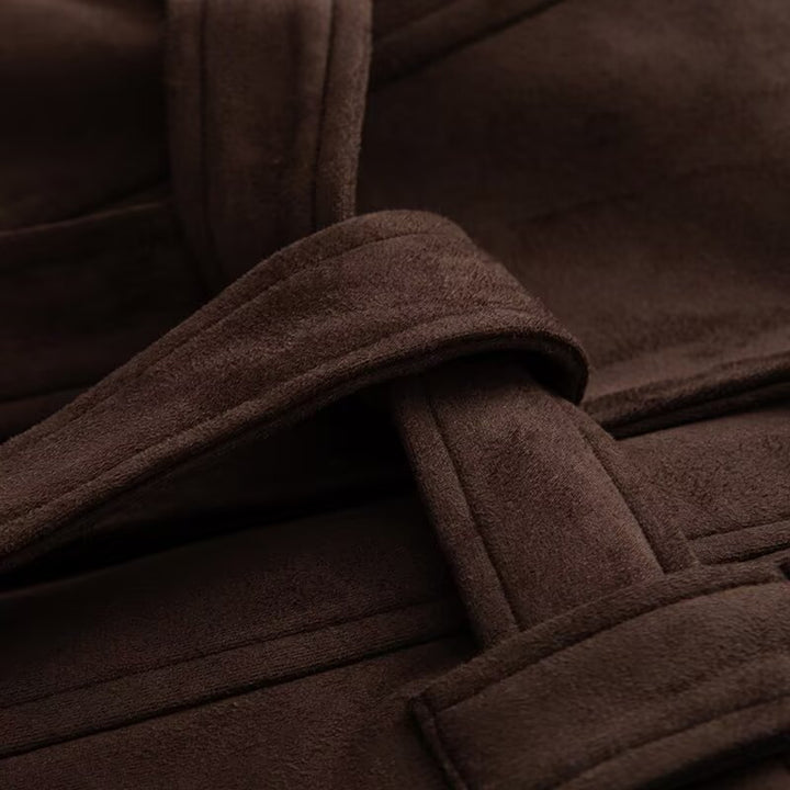 Damen Stilvolle Kurzjacke mit breitem Kragen und Taillengürtel Drune