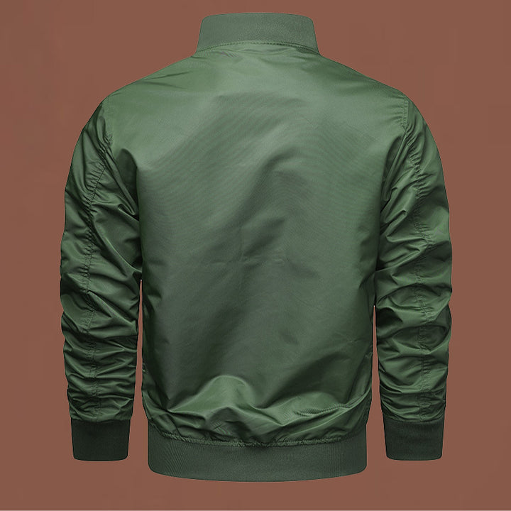 Herren nan leichte Nylon-Bomberjacke mit Ärmel-Reißverschlusstasche und elastischen Bündchen Drune
