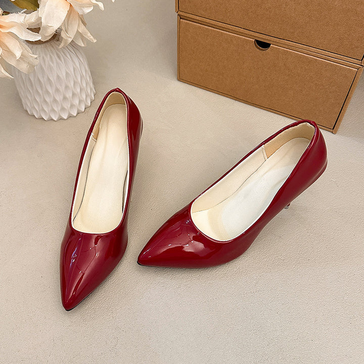 Damen Elegante Lackpumps mit spitz zulaufender Zehenpartie, gepolsterter Komfortsohle und schlankem Stiletto Drune